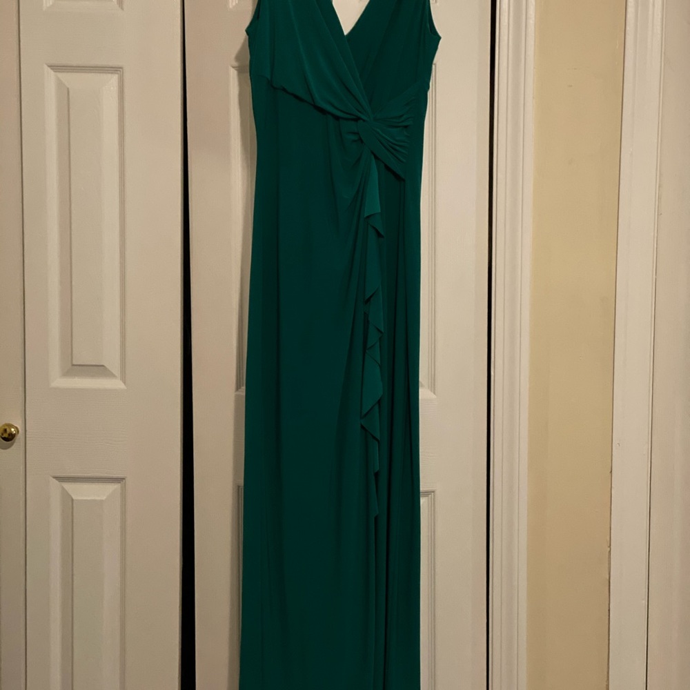 Ralph Lauren jersey emerald green gown.